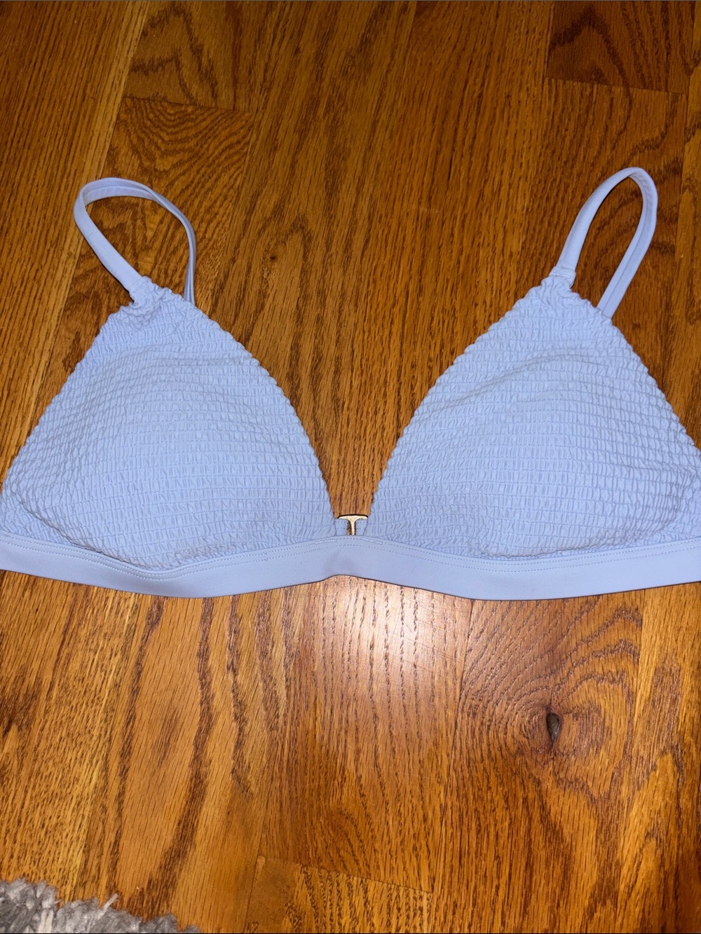 Hollister Light Blue Textured Triangle Bikini Top